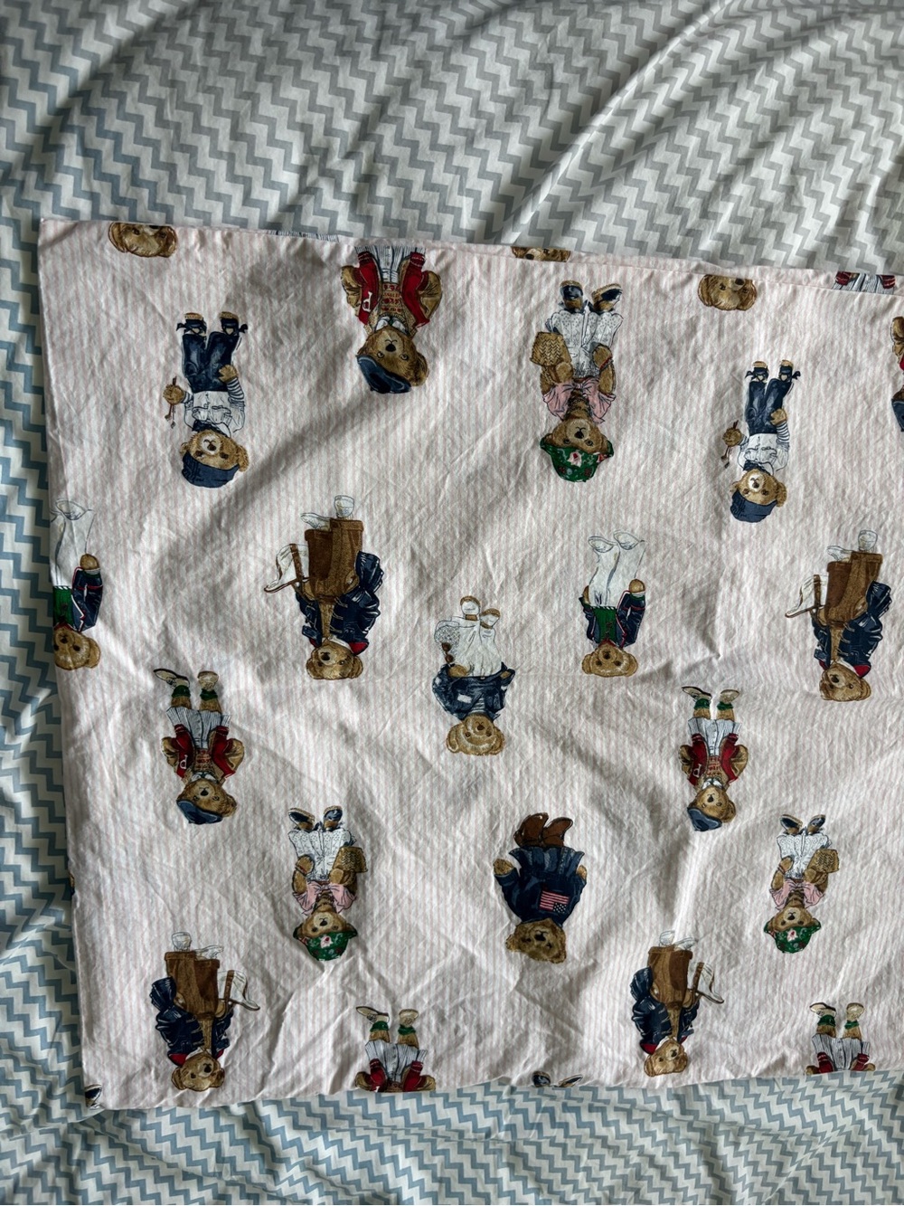 POLO RALPH LAUREN 1 Polo Bear Standard Pillowcase Pink Striped Girl Bear - Picture 7 of 10